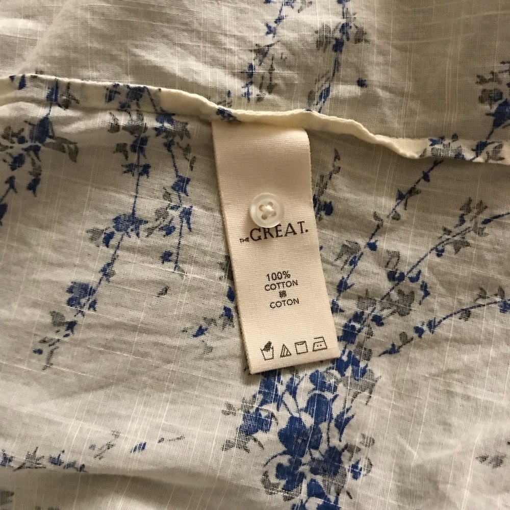 THE GREAT. Bishop Blue on White Floral Blouse - Picture 14 of 14